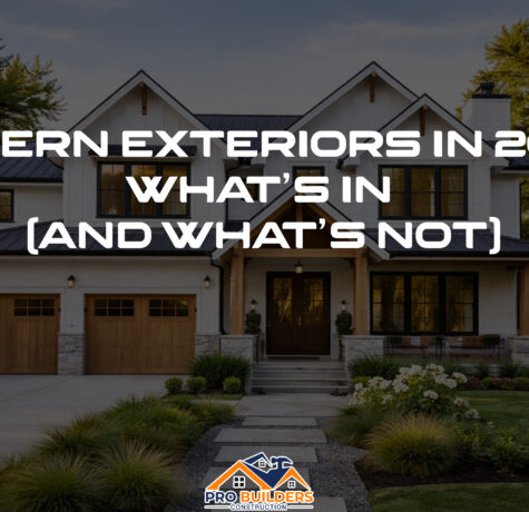 Modern US home with white board-and-batten siding, dark metal roof, wood accents, and landscaped yard, showcasing current exterior design trends.